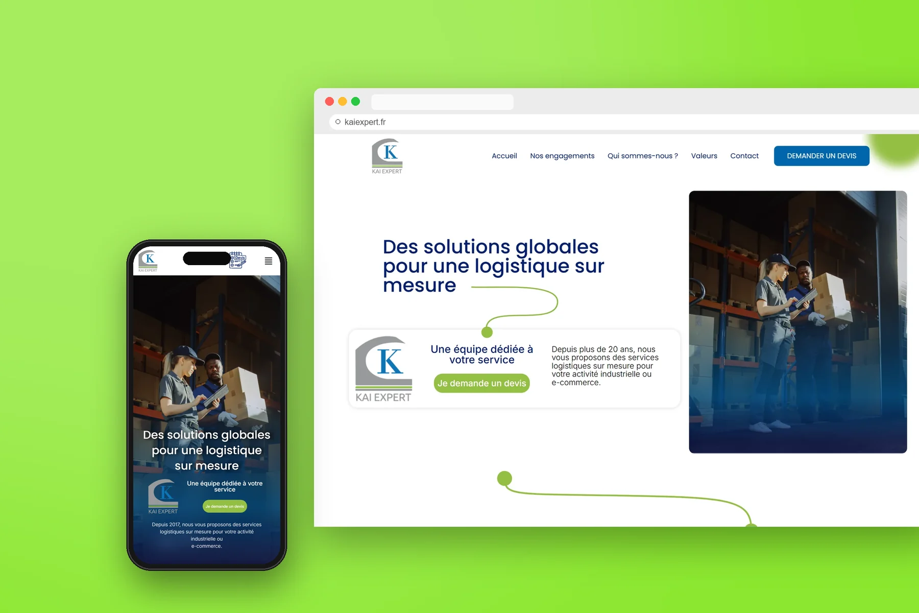 Kai Expert — mockup du site sur ordinateur et mobile