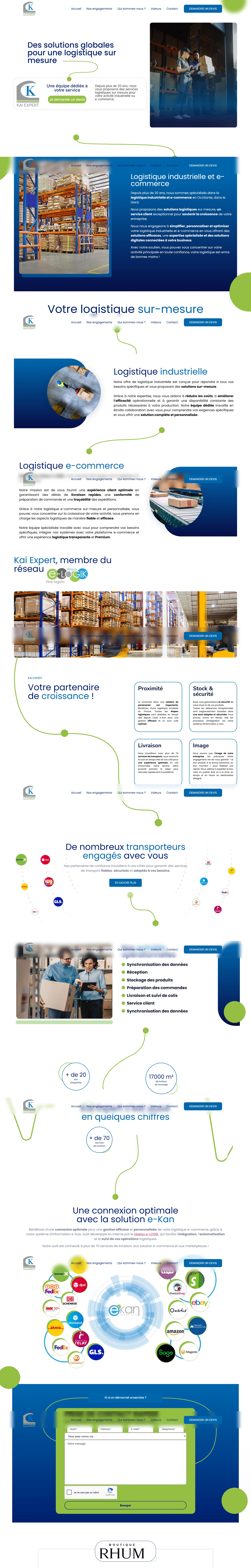 Page d'accueil complète du site Kai Expert, version ordinateur